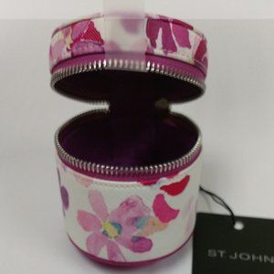 St John Floral Pink White Travel Jewellery Case